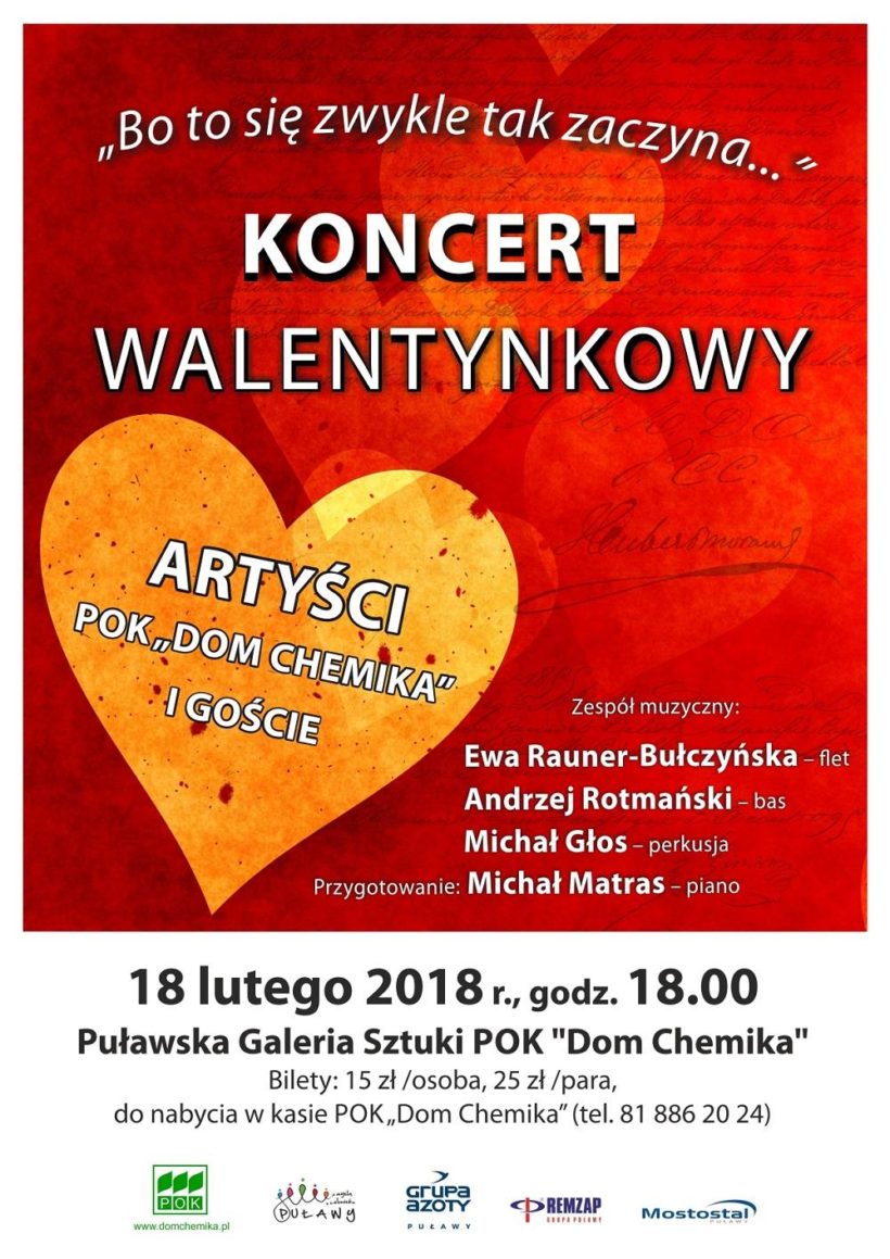 Puławski Ośrodek Kultury „Dom Chemika” zaprasza na wyjątkowy i niepowtarzalny Koncert Walentynkowy, w trakcie…
