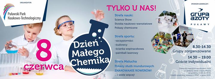 ️Wstępna zapowiedź imprezy dla najmłodszych, która odbędzie się 8 czerwca w Puławskim Parku Naukowo-Technologicznym