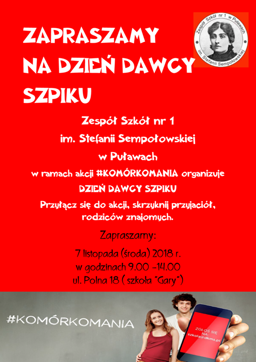#Komórkomania w ZS nr 1 w Puławach 7 listopada 2018 r. w Zespole Szkół…